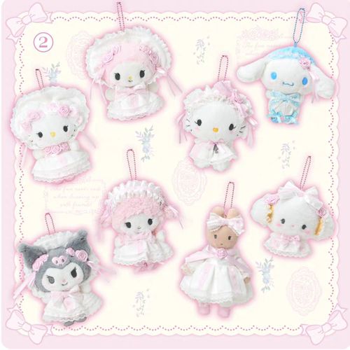 预定日本三丽鸥花嫁系列kitty美乐蒂必爱诺毛绒挂件化妆包周边