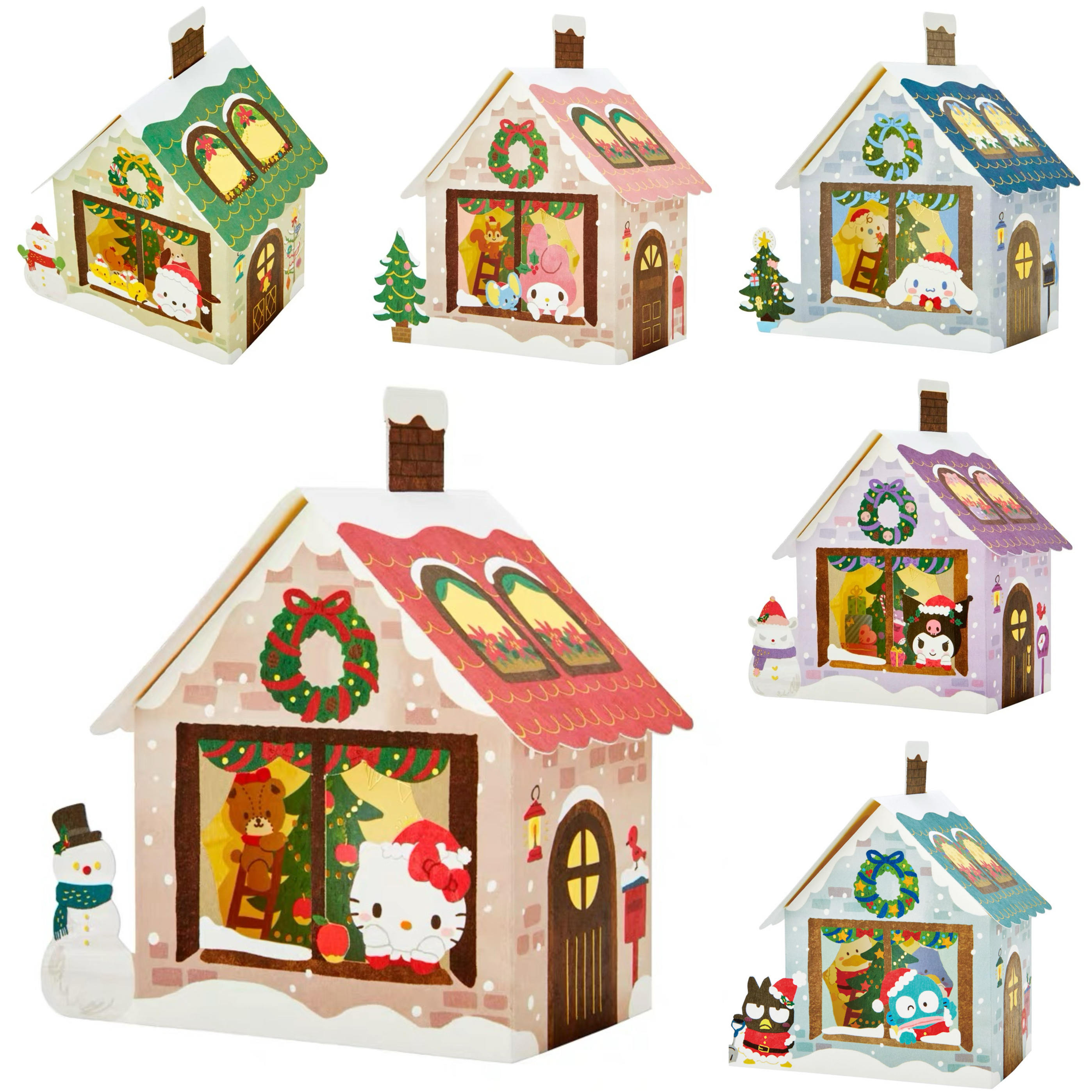 现货日本三丽鸥hellokitty大耳狗圣诞房子立体贺卡圣诞节日礼物