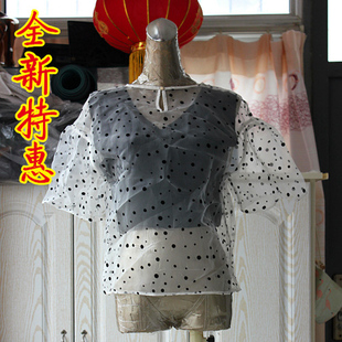 打折清仓特价知名品牌女装样衣白透视显瘦T恤包邮韩版简约夏上衣