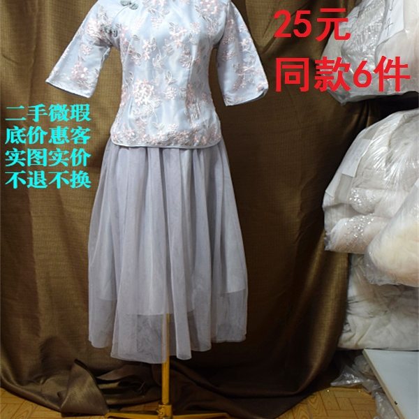 打折清仓特价二手婚纱礼服淡蓝简约秀禾包邮中式传统学生服摄影服
