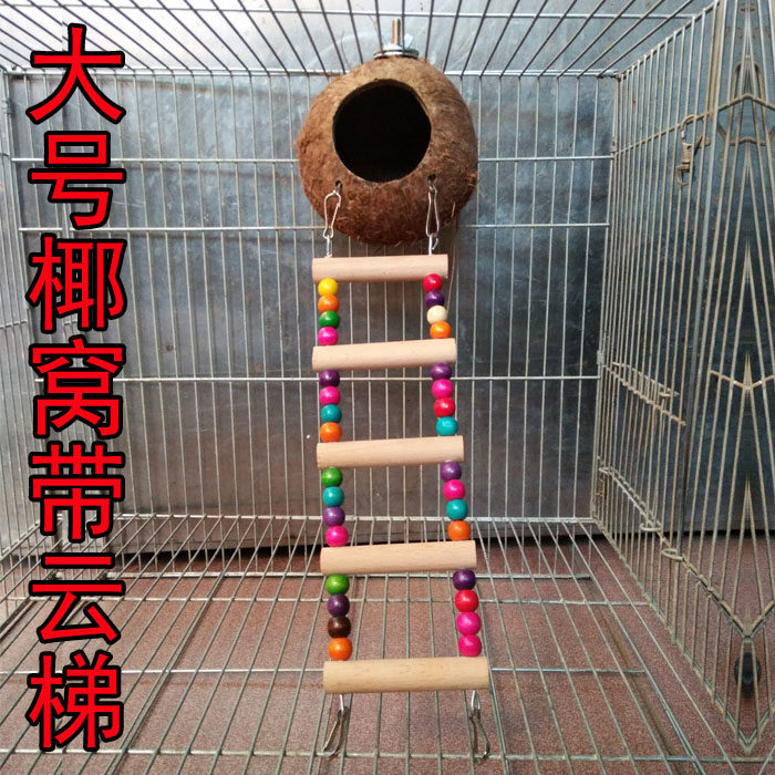 鹦鹉窝鸟用品虎皮牡丹鸟巢鸟屋鸟窝椰子壳云梯攀爬梯子鸟玩具包邮