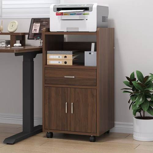 可移动实木打印机置物柜