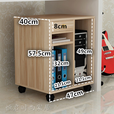 简约带滑轮可移动电脑主机架放置收纳架主机箱实木主机柜打印机i.