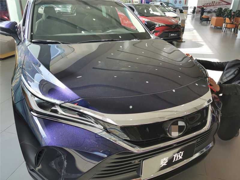 适用丰田凌放海利亚威飒引擎盖饰条碳纤纹前机盖眉贴亮片改装用品