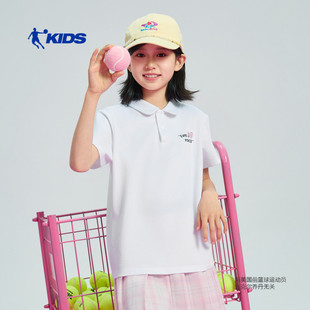 元气『豹』击丨乔丹儿童短袖T恤衫大童女童翻领短袖TDDHSB262120