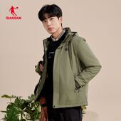 乔丹运动风衣男2025秋加绒保暖防风防泼水梭织厚外套QDFFD3244515