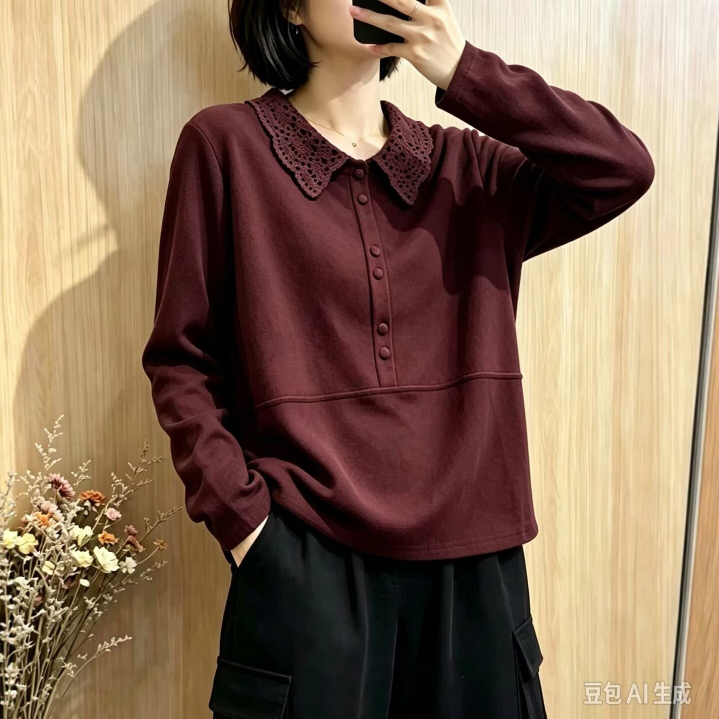 月新服饰正品2026年秋季新款中老年女士翻领舒适长袖T恤大码女装
