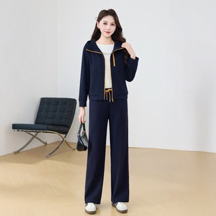 林依橱春季新款女装2026时尚显瘦休闲女式两件套装妈妈装减龄套裤