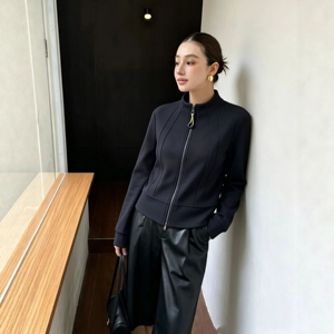 鸿潮2026秋季立领拉链短款卫衣女