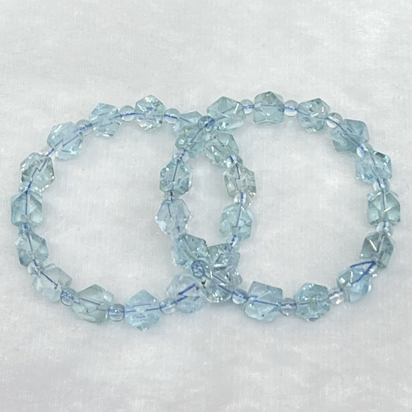 天然蓝托帕刻面手链女款单圈时尚小清新简约水晶手串饰品礼物百搭