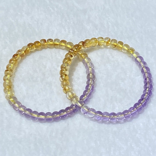 天然紫黄晶直切盘珠手链女款单圈时尚小清新简约水晶手串饰品百搭