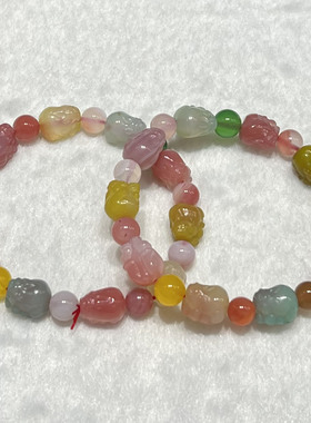 天然盐源玛瑙貔貅手串时尚小清新