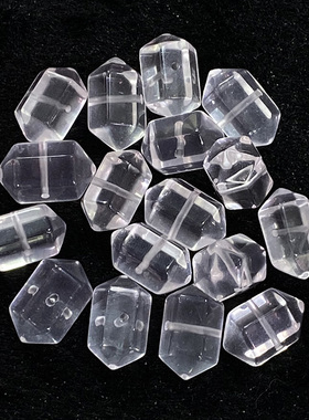 天然白水晶双尖桶珠小六棱柱百搭手工diy手链吊坠戒指饰品配串珠