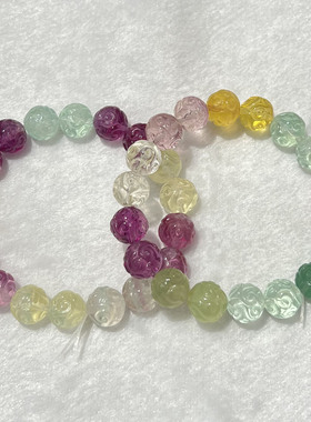 天然彩萤石回纹珠手串时尚百搭