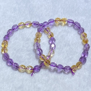 天然紫黄晶随形刻面手链女款单圈时尚小清新简约手串饰品礼物百搭