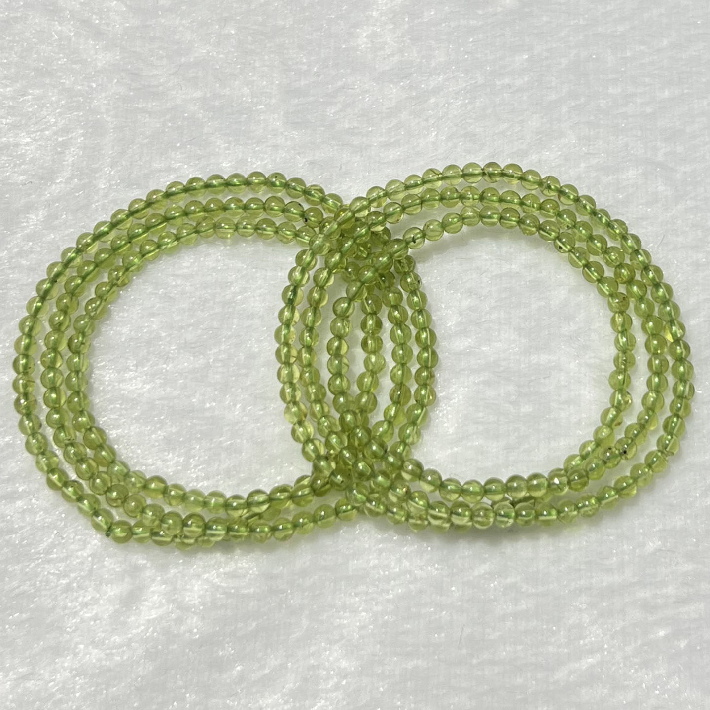 天然橄榄石三圈手链女款时尚小颗粒简约多圈手串饰品百搭送女友