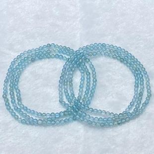 天然蓝磷灰三圈手链女款时尚小颗粒简约水晶多圈多层手串饰品百搭