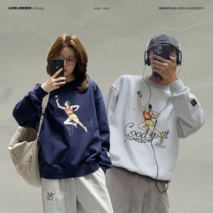 249元 卫衣男款 任选三件 重磅宽松男士 秋冬 休闲印花圆领情侣装