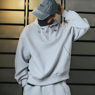极简柔感挺括帽衫 任选三件 空气层灰纯色套头拉链卫衣男 249元