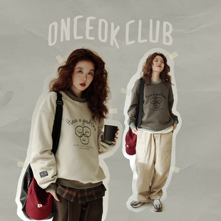 420g索罗娜毛圈情侣款 任选三件 搞怪印花撞色卫衣男女 249元