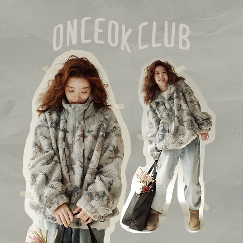玩樂局Onceok迷彩羊羔毛外套