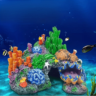 新品鱼龟缸水族装饰造景树脂工艺品珊瑚假山鱼虾蟹类洞珊瑚山洞
