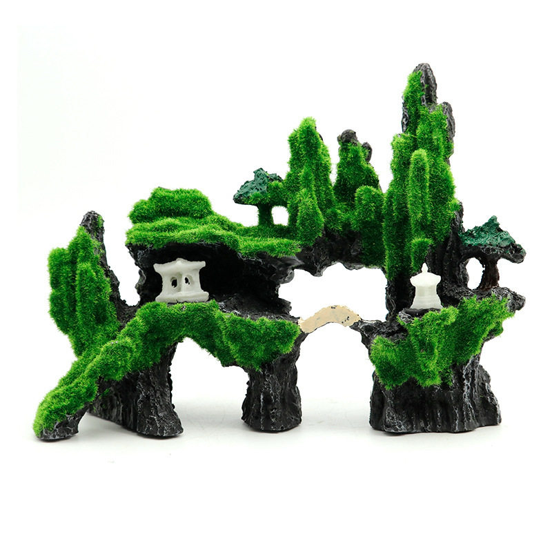 鱼缸造景青苔假山树脂工艺品仿真石头山景水族布景彩石