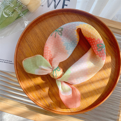 春秋甜美蝴蝶结小丝巾小方巾