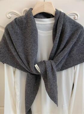 高订款~100%澳洲纯羊毛围巾女冬季韩版纯色百搭羊绒披肩保暖围脖