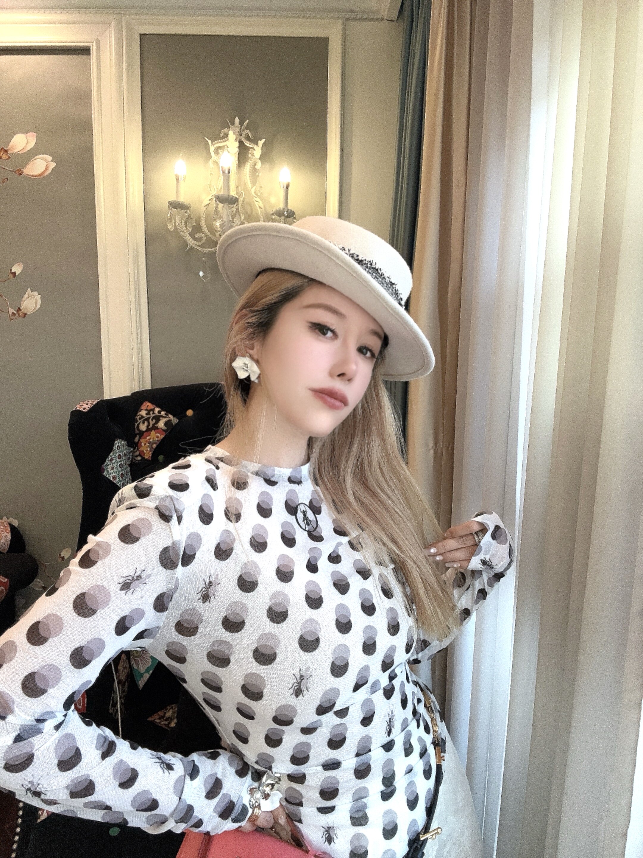 设计师nonhuman蚂蚁26春夏复古波点弹力网纱皮肤衣打底衫度假防晒