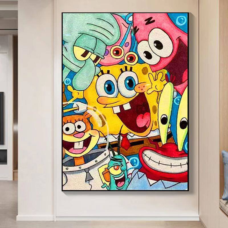 海绵宝宝十字绣2025新款线绣客厅手工刺绣简约现代卡通动漫儿童房