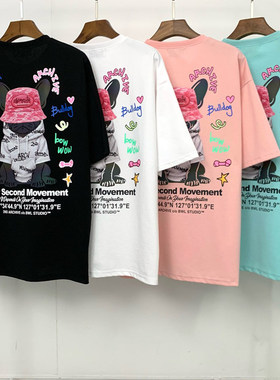 小北韩国代购男装东大门2ND可爱减龄潮牌渔夫帽法斗涂鸦短袖T恤