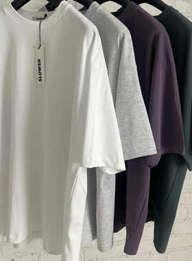 东大门代购韩国男装短袖T恤SLOWER纯色圆领基本款小众设计感打底