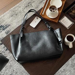 小北韩国男装代购东大门翻毛鹿皮绒手提包做旧磨损日常通勤托特包