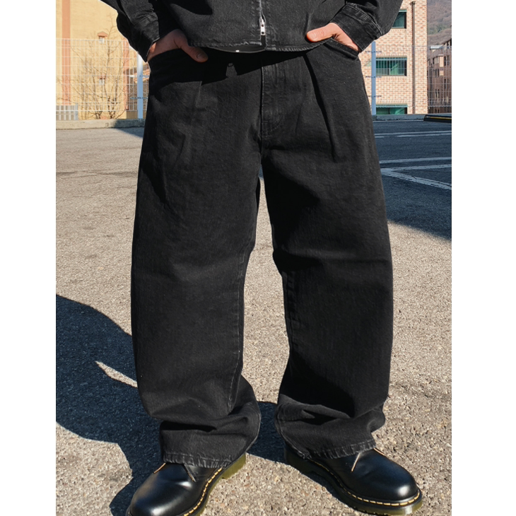 小北韩国代购男装东大门复古水洗棉做旧腰带系带牛仔裤男裤春装