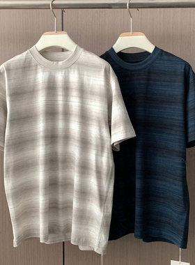 小北韩国代购男装东大门短袖T恤SIGNIGT竹节肌理感斑驳经典条纹