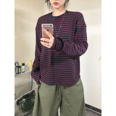 男装东大门条纹配色领华