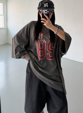 小北韩国代购男装东大门短袖T恤VOTUS阔版数字28米奇字母印花情侣