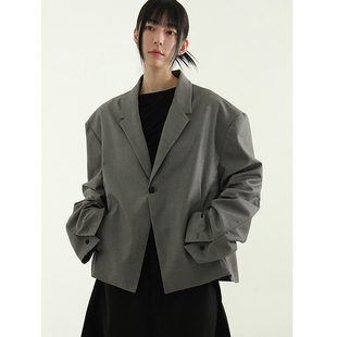 jacket单排扣秋装 韩国东大门代购 cropped 西服外套blazer 新 男装