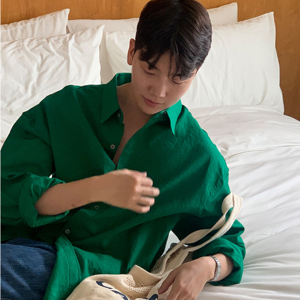 长袖衬衫纯色立领小清新