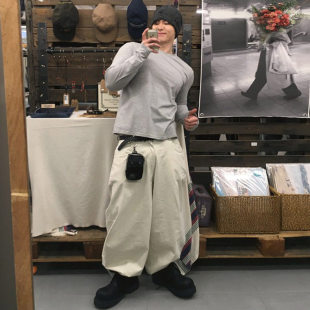 男装 春装 东大门D扣斜线男士 长裤 潮牌 棉质休闲裤 小北韩国代购