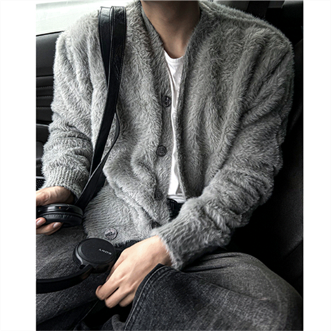 小北韩国男装代购水貂绒针织开衫