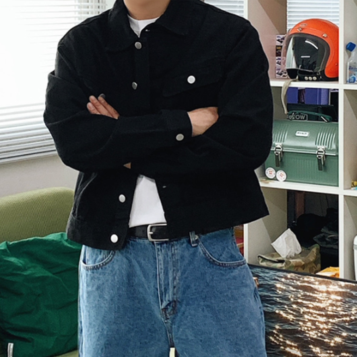 小北韩国代购男装东大门夹克短款简约翻盖口袋翻领高街潮流外套