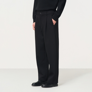 子 通勤半松紧腰长裤 石见山保暖微弹底磨毛抗皱加厚休闲西裤 男士