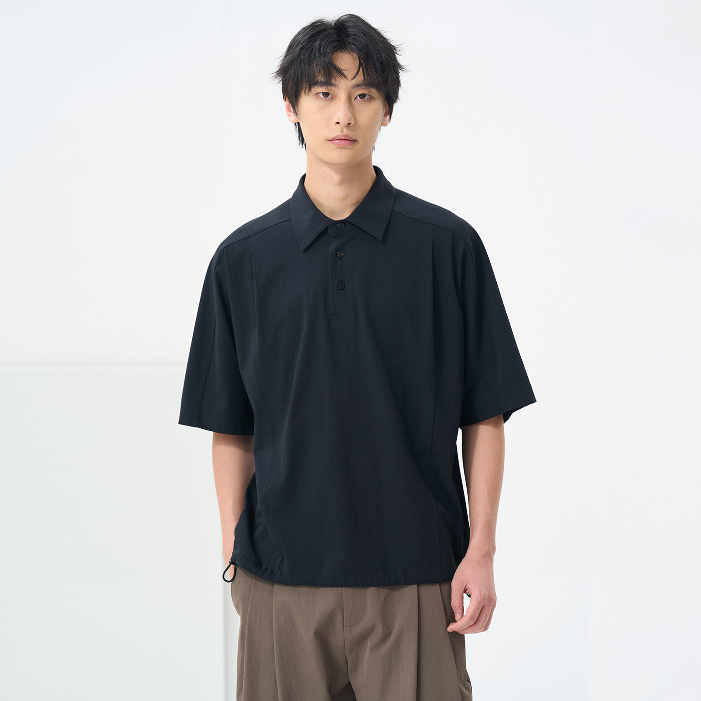 短袖POLO衫夏季男士宽松休闲吸湿速干抗皱翻领T恤设计感通勤上衣
