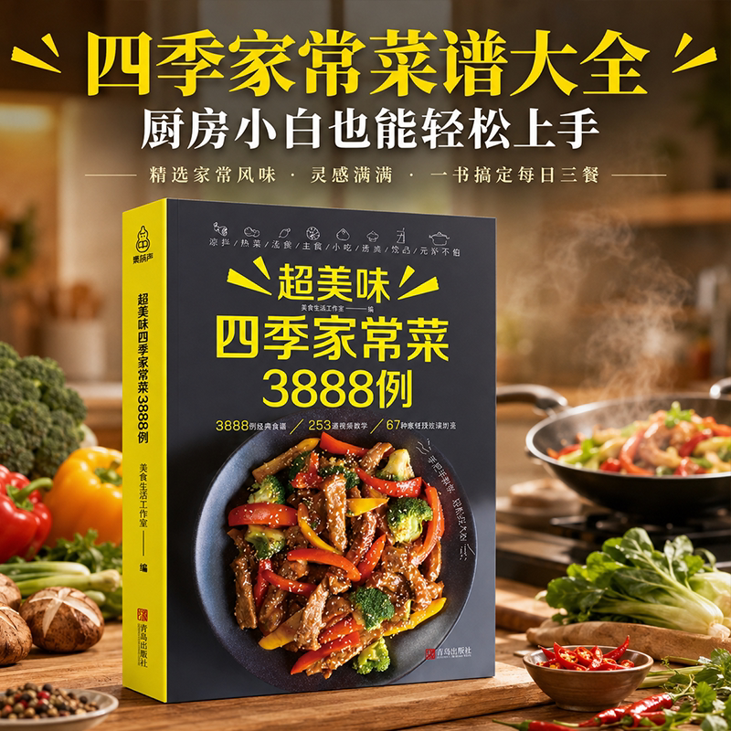 超美味四季家常菜3888例菜谱书家常菜大手入门家用养生食谱书籍大全炒菜学做饭菜书凉拌火锅菜儿童餐煲汤川湘粤菜美食教材书籍