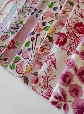 【收藏】1930年美国制造 原版古董布料 紫色系 布组024