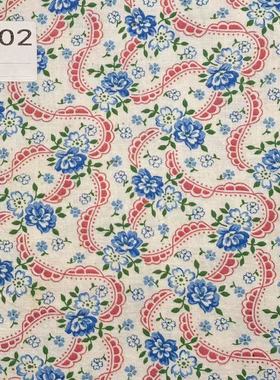 【收藏】1930年代美国制造 原版古董布料 蓝色系 A902