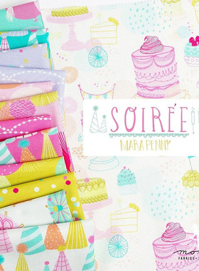 美国进口布料 Soiree 可爱手工moda印染图案整卷面料 32色拼布组