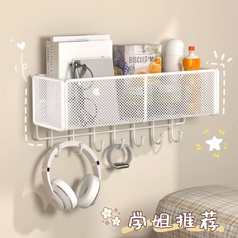 墙上免打孔置物架挂篮宿舍收纳架图片